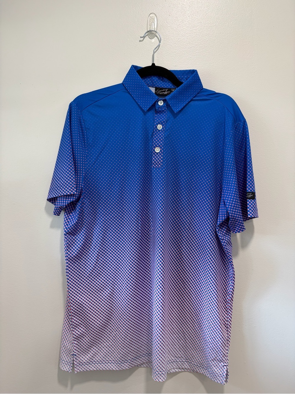 Men's Blue Gradient Polo Shirt - Performance Golf Tee Sunday Swagger 
#0123